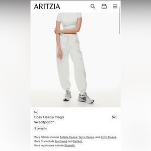 ARITZIA TNA COZY FLEECE MEGA SWEATPANTS - heather cloud white - great condition.